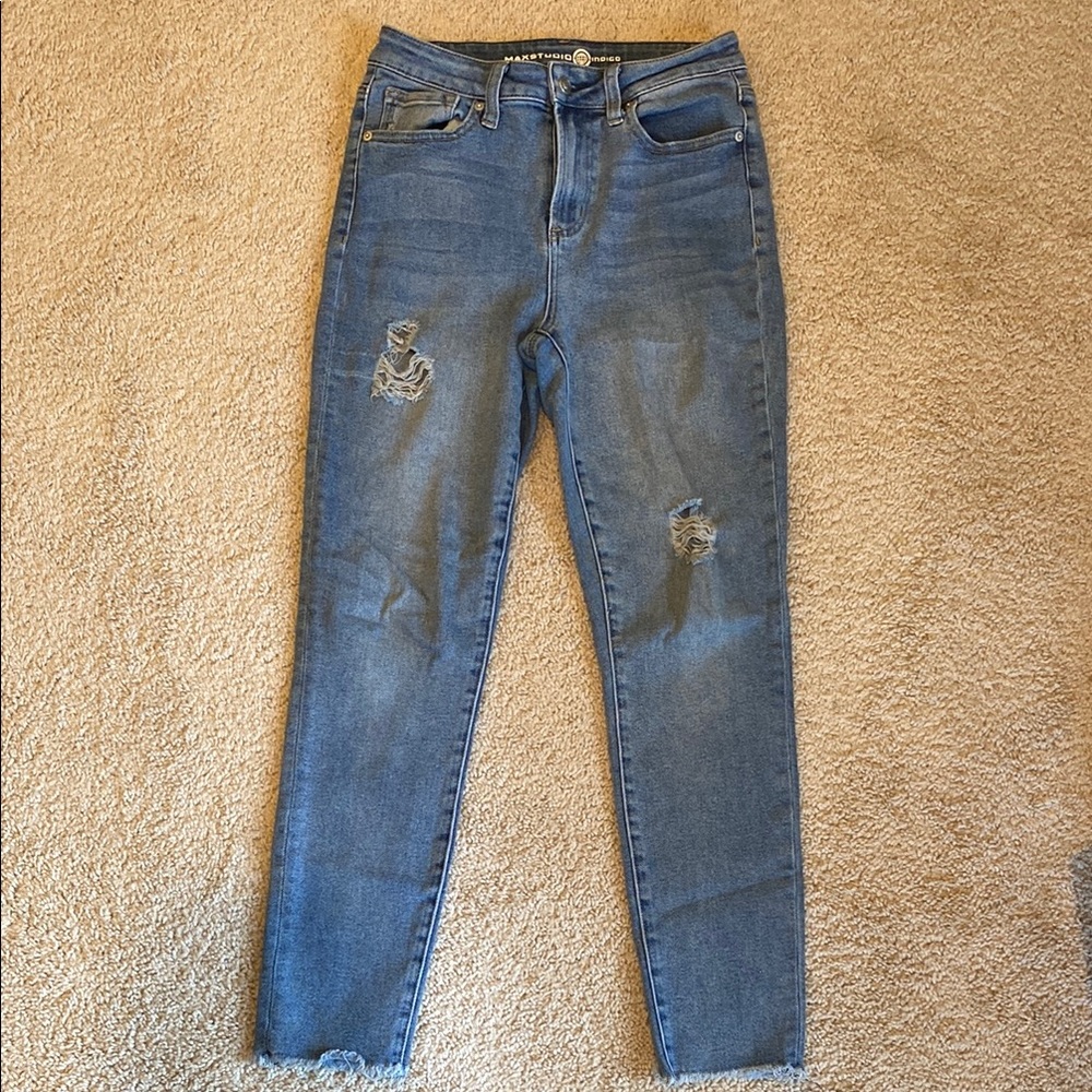 Women's Blue Distressed Jeans